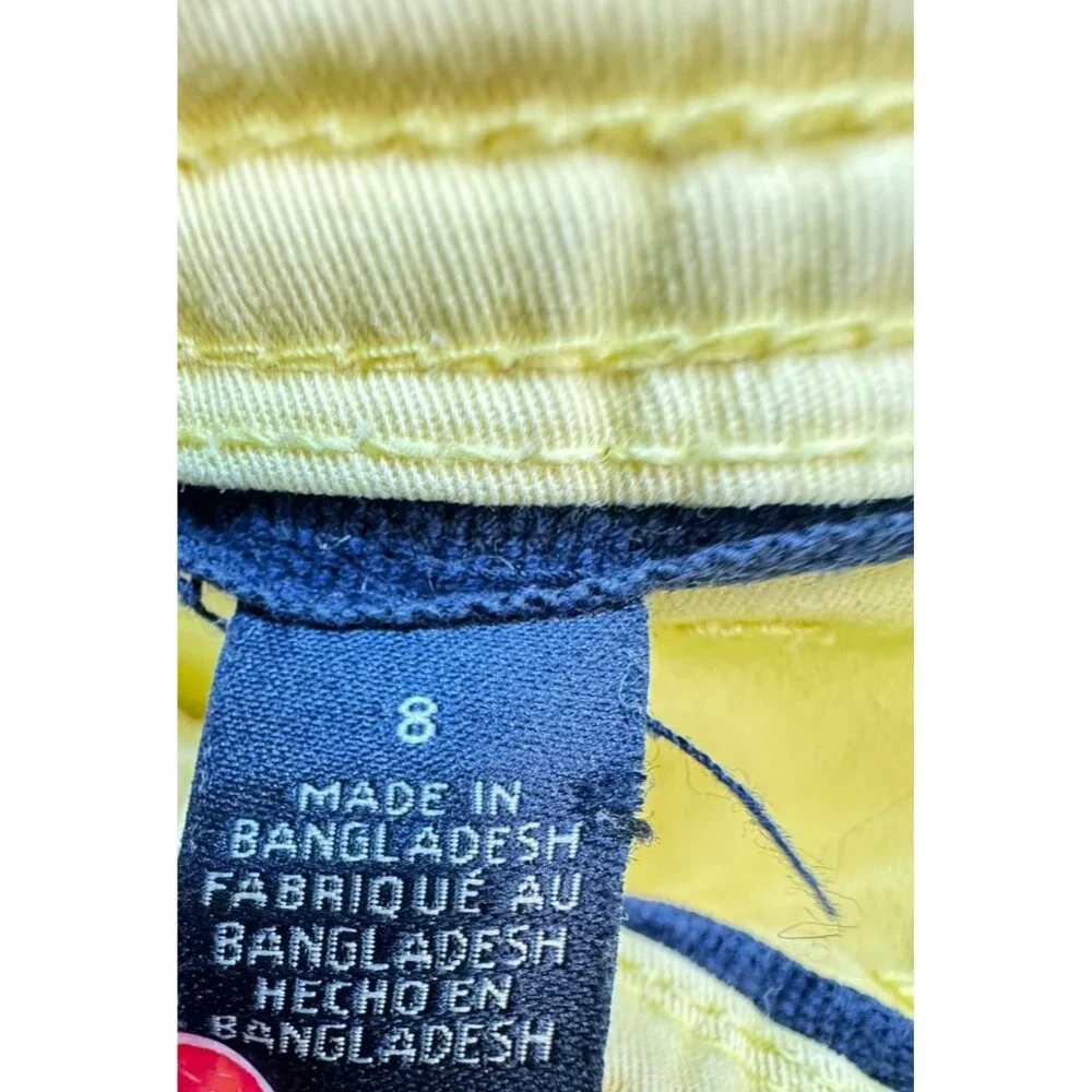 Tommy Hilfiger Womens Sloan Cropped Pants Size 8 Yellow Beachy Coastal